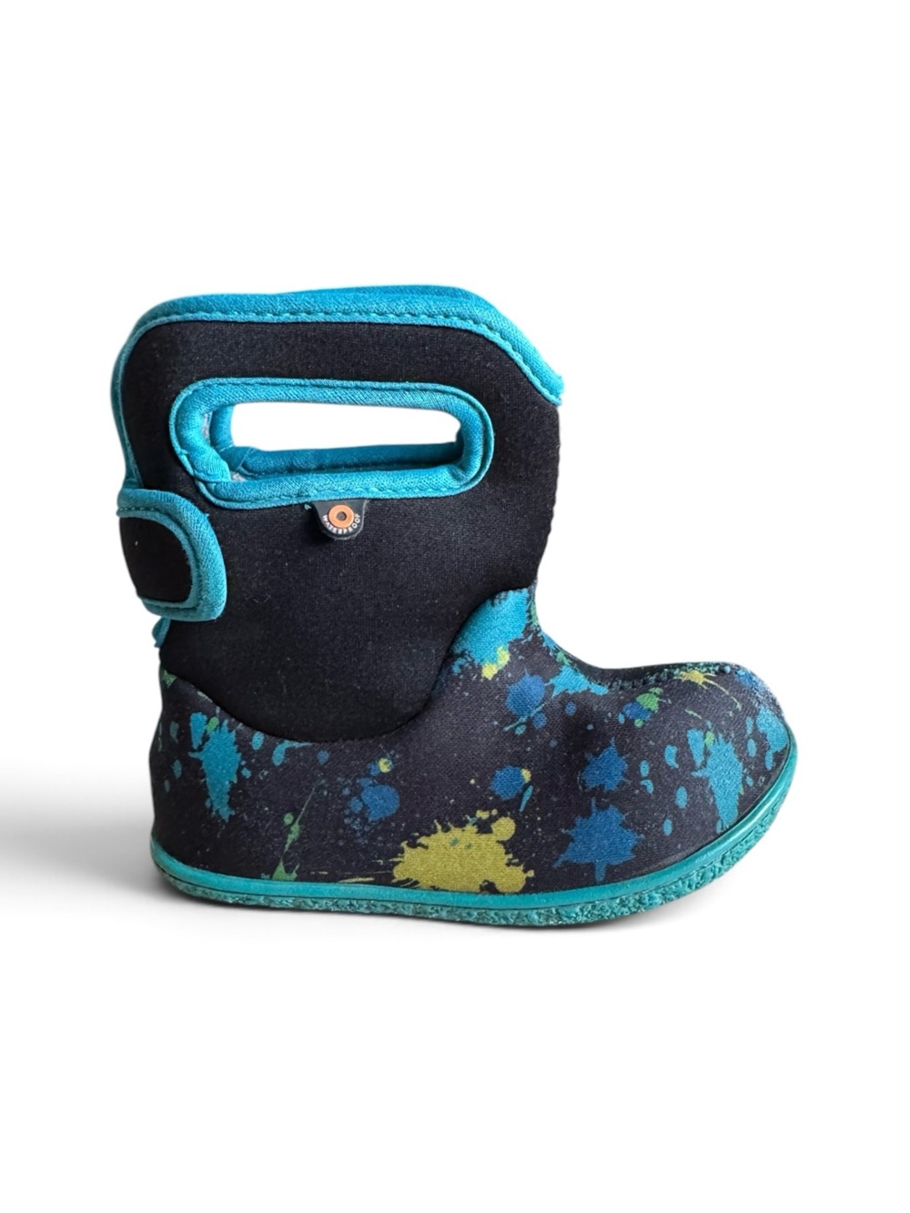 Bogs Kids Waterproof Neoprene Winter Boots Splatter Print Black Teal Toddler 8